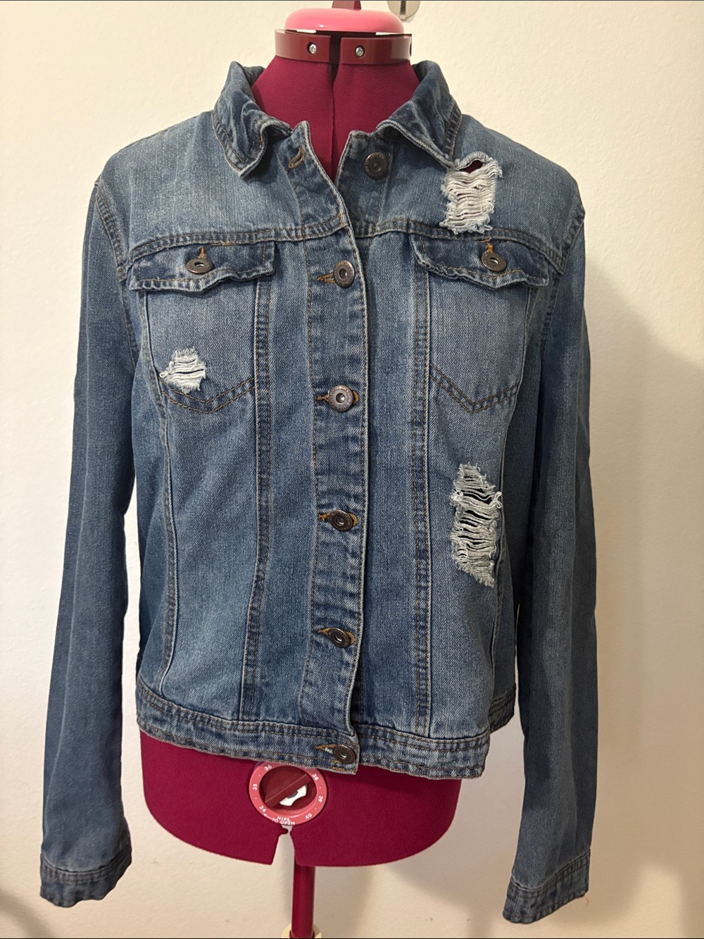 HIGHWAY Jeans denim distressed Jacket size XL 60% cotton 40% polyester